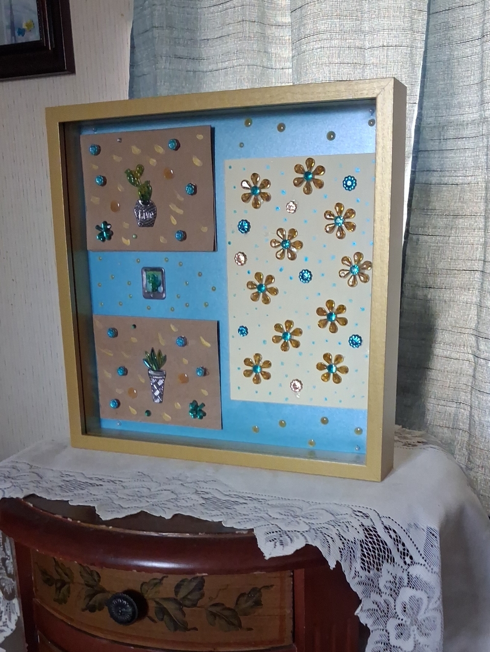 Blue and Gold Floral Panel Wall Art by Teresa Stone